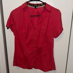 Express Pink Fitted Button Down Shirt with Notched Collar
